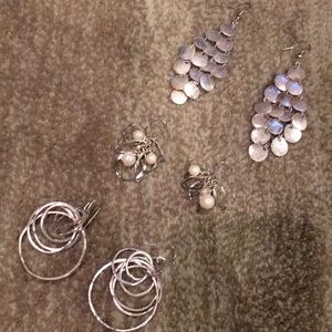 Bundle of 3 pairs of silver earrings